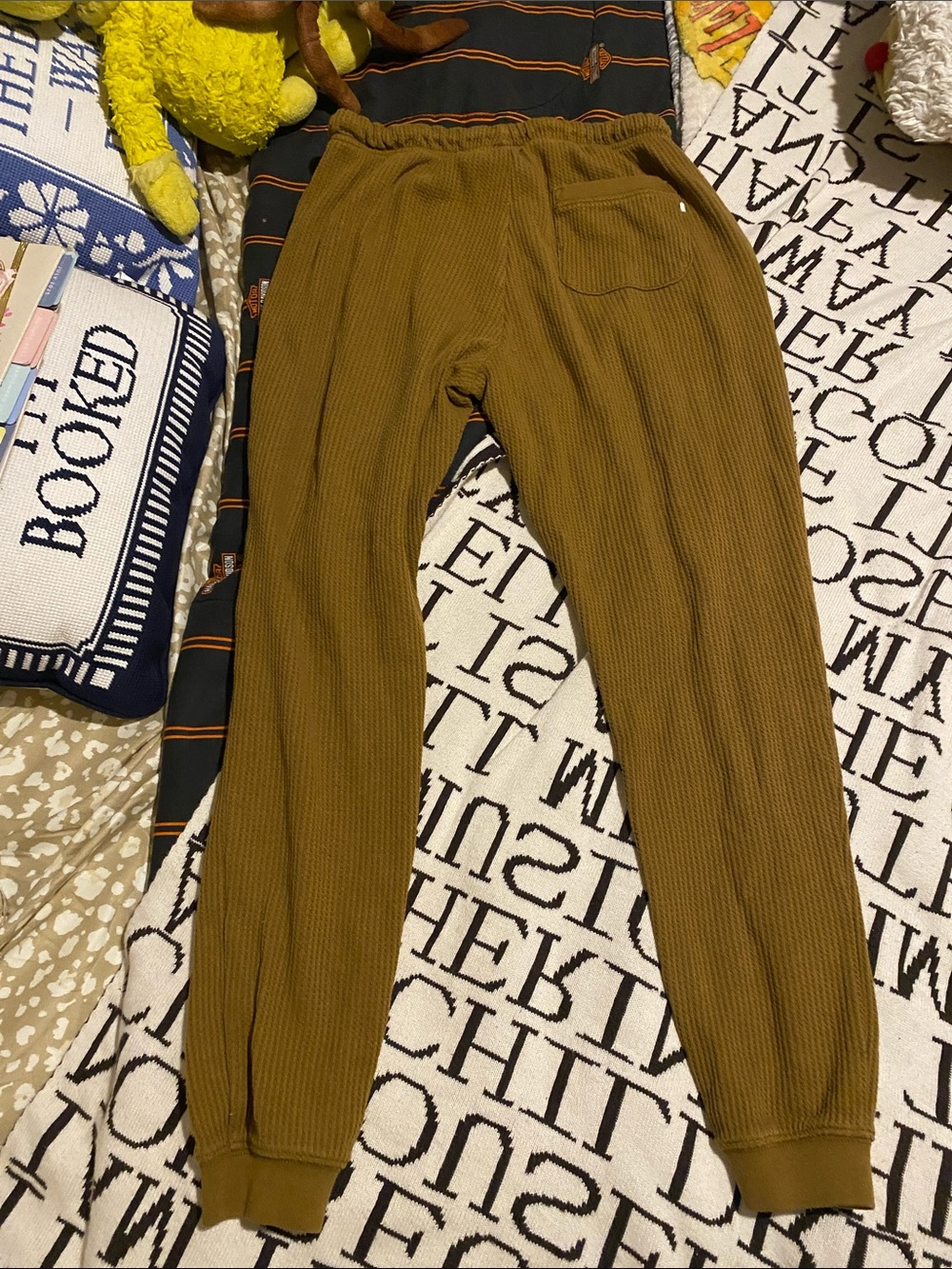 aerie Camel color Waffle-Knit Drawstring Joggers - Picture 8 of 9